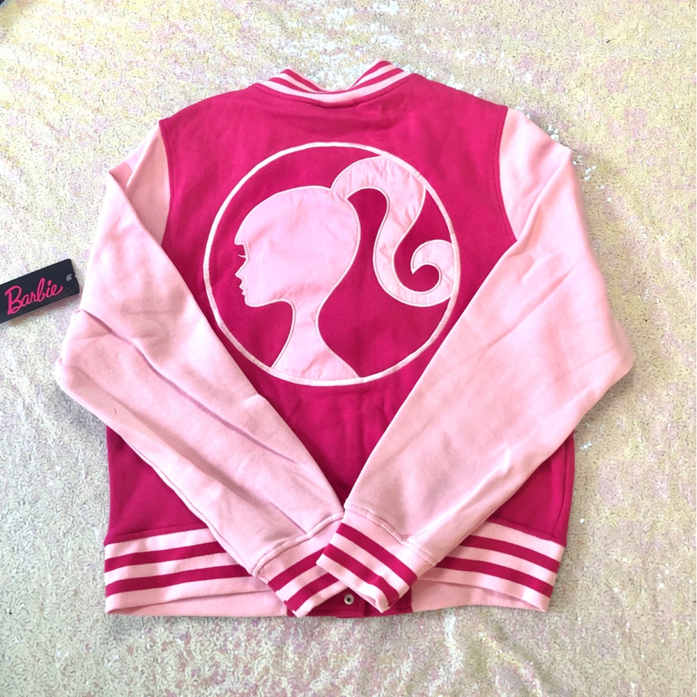 Barbie varsity bomber jacket pink new sold out